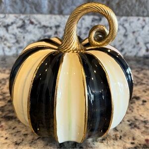 MacKenzie-Childs Elegant Stripe Pumpkin (small).  5.25” W and 6.50” T.